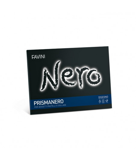 FAVINI - Blocco di Cartoncino Nero Prisma Favini 24x33 cm ruvido 10 fogli - 128gr