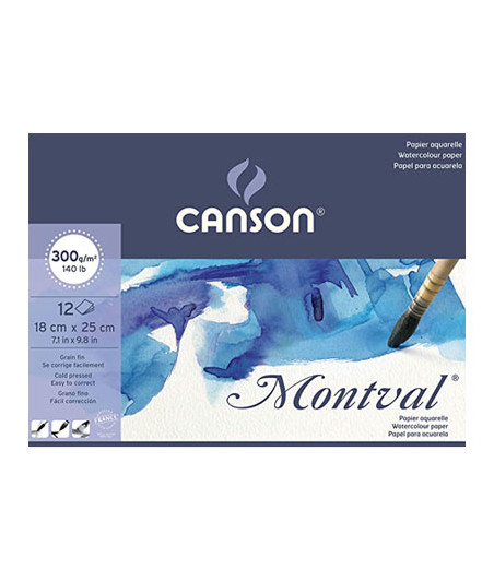 CANSON - Blocco acquerello Montval grana fine 18x25cm 300 gr