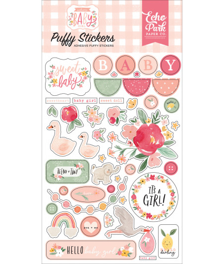 ECHO PARK - Welcome Baby Girl Puffy Stickers