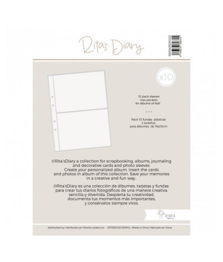 RITA RITA - Page protector - Buste trasparenti per album - 2 tasche 4x6 - 6x8
