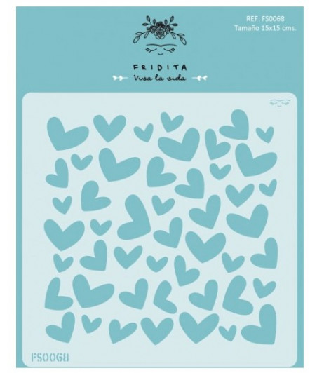 FRIDITA - IN LOVE CORAZONES - STENCIL 15X15CM