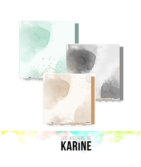 LES ATELIERS DE KARINE - Au Pays Magique Lot de 3 papiers Back to Basics 12x12