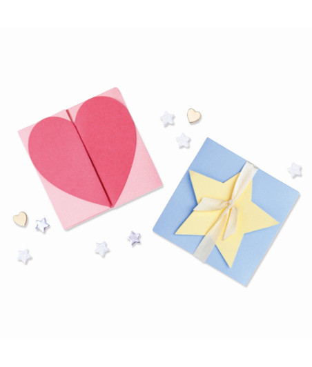 SIZZIX - Thinlits fustelle da taglio Heart & star card box