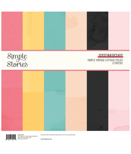 SIMPLE STORIES - Simple Vintage Cottage Fields 12x12 Inch Basics Kit