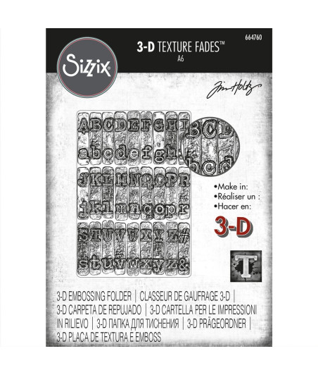 SIZZIX - 3-D texture fades Cartella di goffratura Typewriter