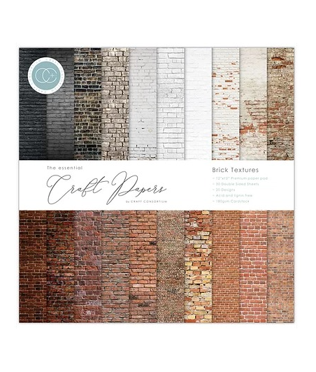 THE ESSENTIAL CRAFT PAPERS - Brick Textures - 12X12 Inch Paper Pad