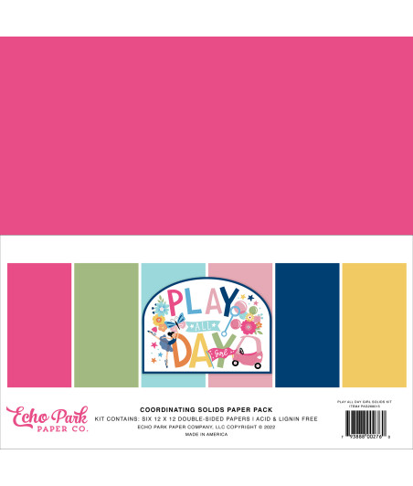 ECHO PARK - Play All Day Girl 12x12 Inch Coordinating Solids Paper Pack