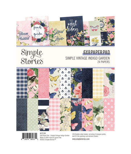 SIMPLE STORIES - Simple Vintage Indigo Garden 6x8 Inch Paper Pad