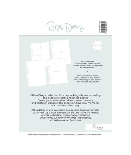 RITA RITA - Page protector - Buste trasparenti per album - kit 40  - Diary 6x8'