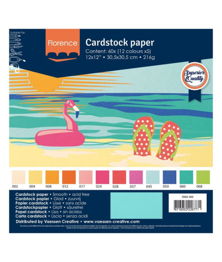 VAESSEN CREATIVE - Cartoncino LISCIO 12x12 - Multicolor SUMMER