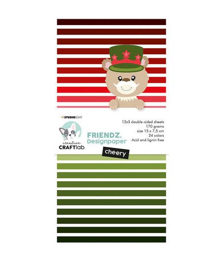 STUDIO LIGHT - Friendz Design Paper Cheery Reds & Greens 15X7,5 CM