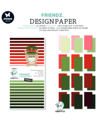 STUDIO LIGHT - Friendz Design Paper Cheery Reds & Greens 15X7,5 CM