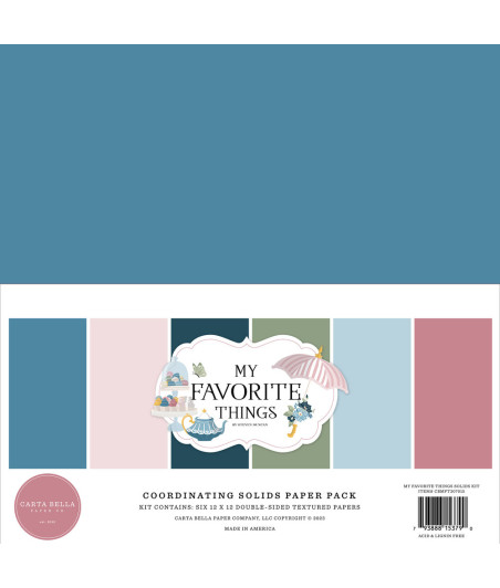 CARTA BELLA - My Favorite Things 12x12 Inch Coordinating Solids Paper Pack