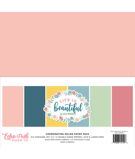 ECHO PARK - Life Is Beautiful 12x12 Inch Coordinating Solids Paper Pack