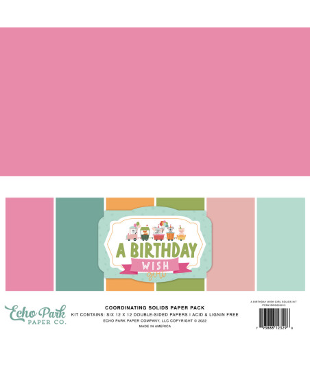 ECHO PARK - A Birthday Wish Girl 12x12 Inch Coordinating Solids Paper Pack