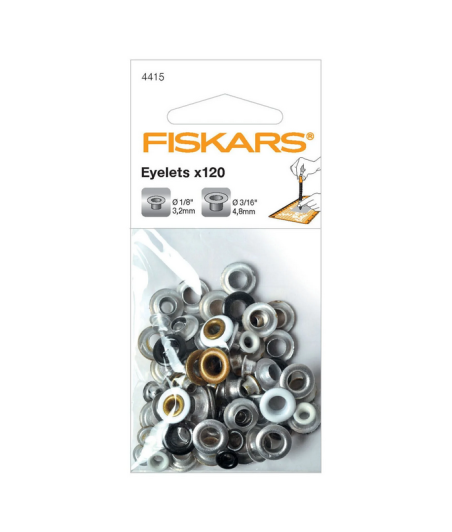 Fiskars • Eyelets Round 120Pcs (Ø0,32cm Ø0,47cm)
