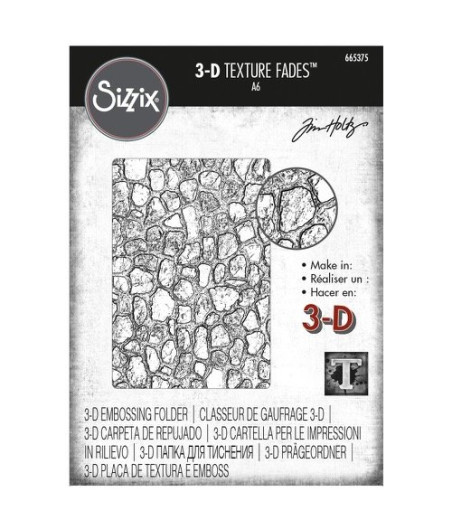 SIZZIX - 3D Texture Fades Embossing Folder By Tim Holtz Cobblestone