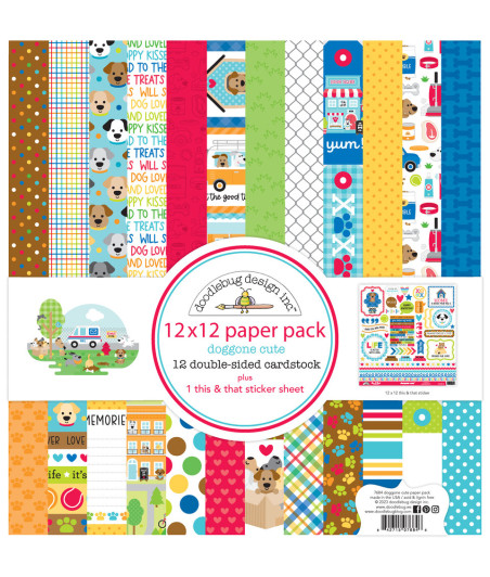 DOODLEBUG - Doggone Cute 12x12 Inch Paper Pack