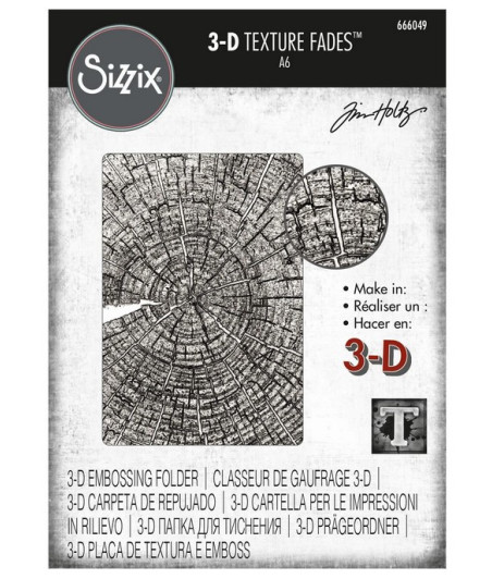 SIZZIX - 3D Texture Fades Cartella per Goffratura Tree Rings