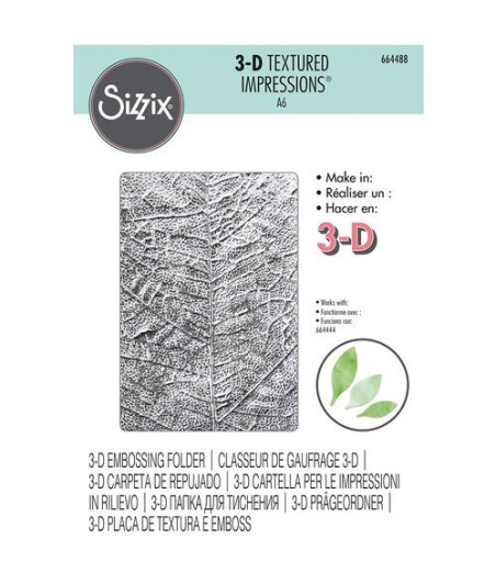 SIZZIX - 3-D Texture Fades Embossing Folder venature di foglia