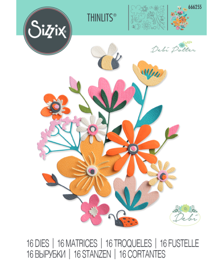 SIZZIX - Set di fustelle hinlits 16PK Fabulous Bold Flora di Debi Potter