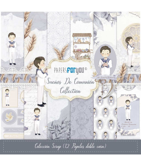PAPERS FOR YOY - Sueños De Comunión Niño Moreno 12"x12" - Prima Comunione