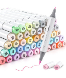 Ohuhu Honolulu 48 Pastel Colors Dual Tips pennarelli Alcohol