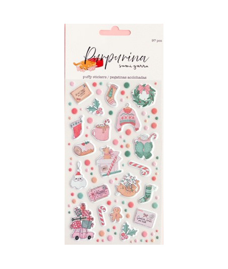 BASIC CREA - Set de pegatinas puffy ILUSTRACIONES «Purpurina»