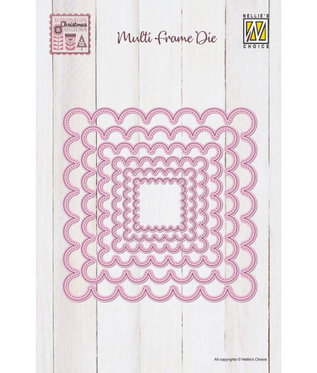 NELLIES SNELLEN -  Multi Frame Dies Quadrato con Bordo Smerlato 6pz