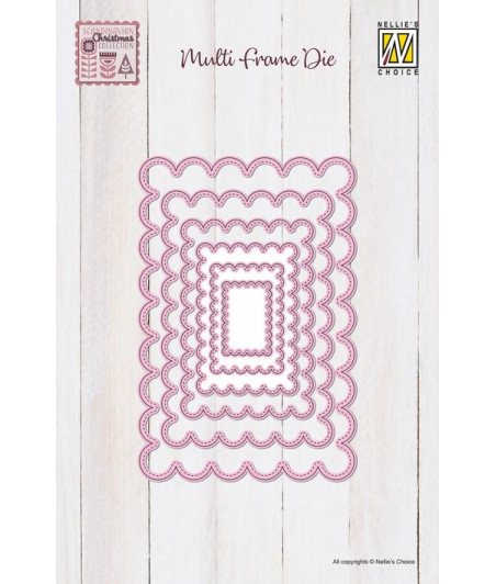 NELLIES SNELLEN - Multi Frame Dies Rettangolo con Bordo Dentellato 6pz