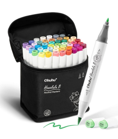 Ohuhu Honolulu 48 Classic Colors Dual Tips pennarelli Alcohol