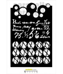 CARABELLE - XL stencil : Bulles, textes et grillage