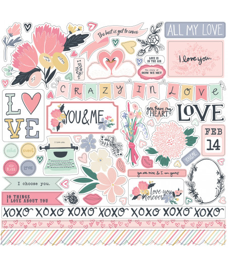 SIMPLE STORIES - You & Me Cardstock Stickers 12"X12"-Elements