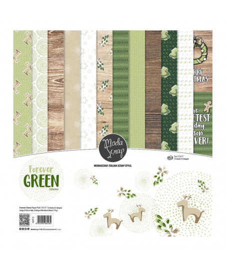 MODASCRAP - Forever Green - 12"x12"  Pad Collection Kit